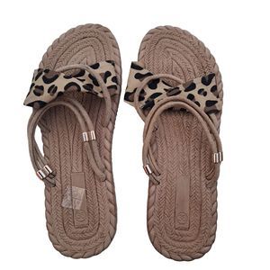 2/$25 Women’s Flatform Leopard Print Espadrilles Ankle Strap Open Toe Size 38